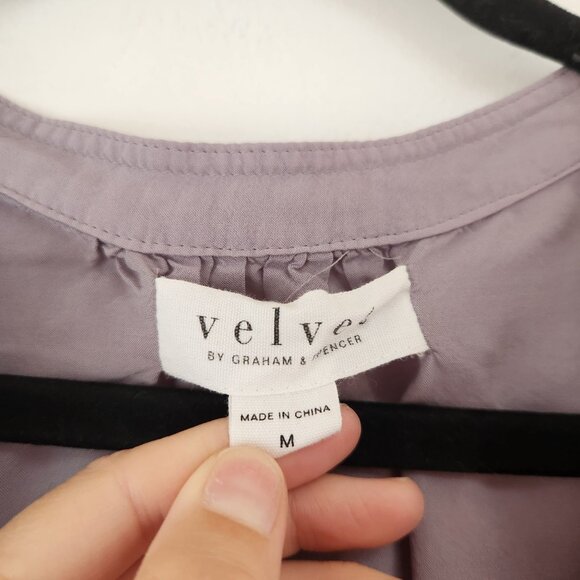Velvet Graham & Spencer Lightweight Grey Popover Blouse Top Shirt Women's M - Picture 5 of 7